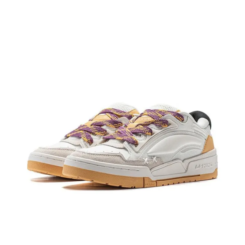 LINING Journey V2 Skateboard Shoes Women's Low Top Ecru/Gold Apricot-2