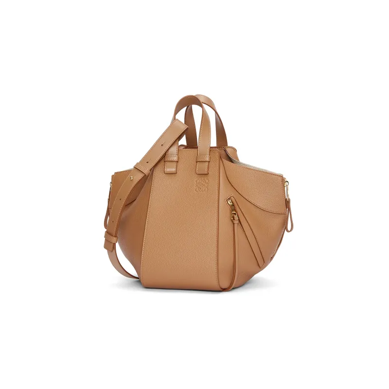 LOEWE Hammock Soft Grained Cow Leather Shoulder Bag Crossbody Bag Handbag Small Size Women's Toffee Color-1
