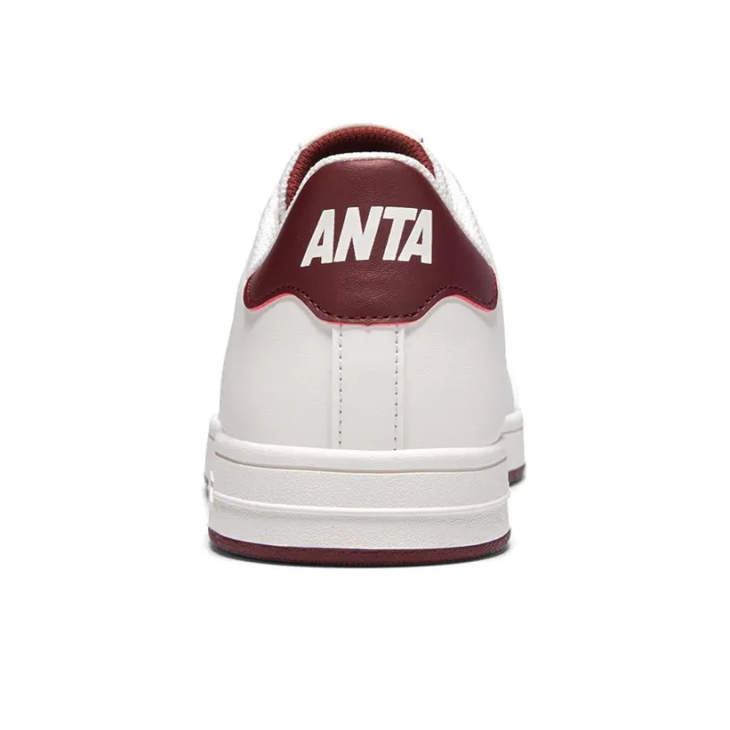 Anta Anti Slip Wear Resistant Low Top Skateboard Shoes Men's White Red-2