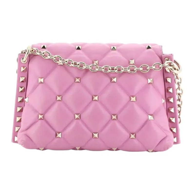 Valentino Sheepskin Portable Crossbody Bag Shoulder Bag Women's Light Pink-3