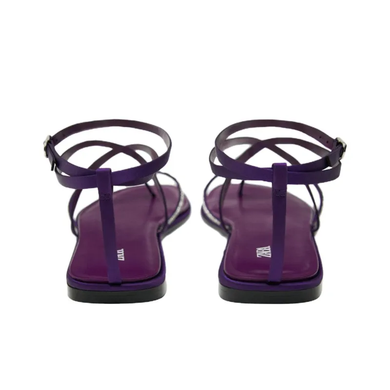 ZARA One Strap Sandals Women's Purple-4
