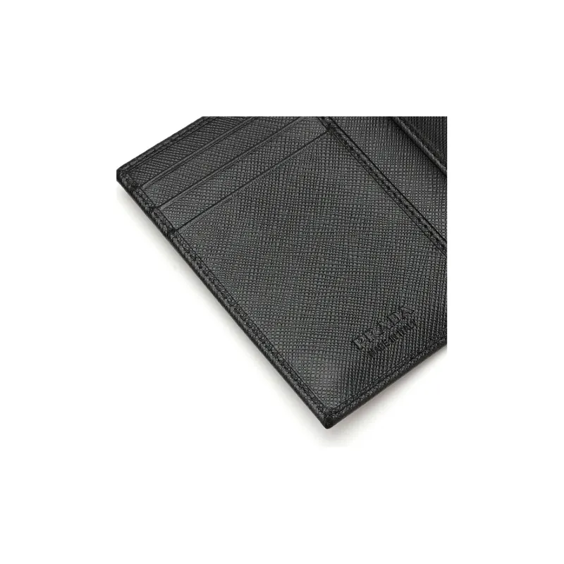 PRADA Saffiano Cow Leather Card Holder Men's Black-3