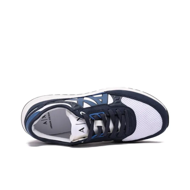ARMANI EXCHANGEAE Low Top Casual Shoes Men's White Marine Blue-4