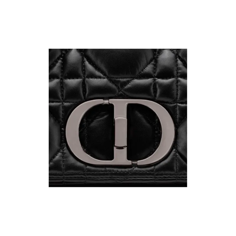 DIOR Caro Cow Leather Chain Bag Shoulder Bag Crossbody Bag Medium Size Women's Black-5