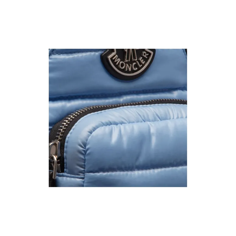 Moncler Kilia Nylon Fabric Patchwork Shoulder Bag Crossbody Bag Small Size Women's Light Blue-4