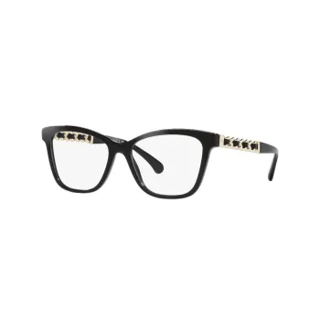 CHANEL Plastic Irregular Shape Eyeglass Frames Women's Black