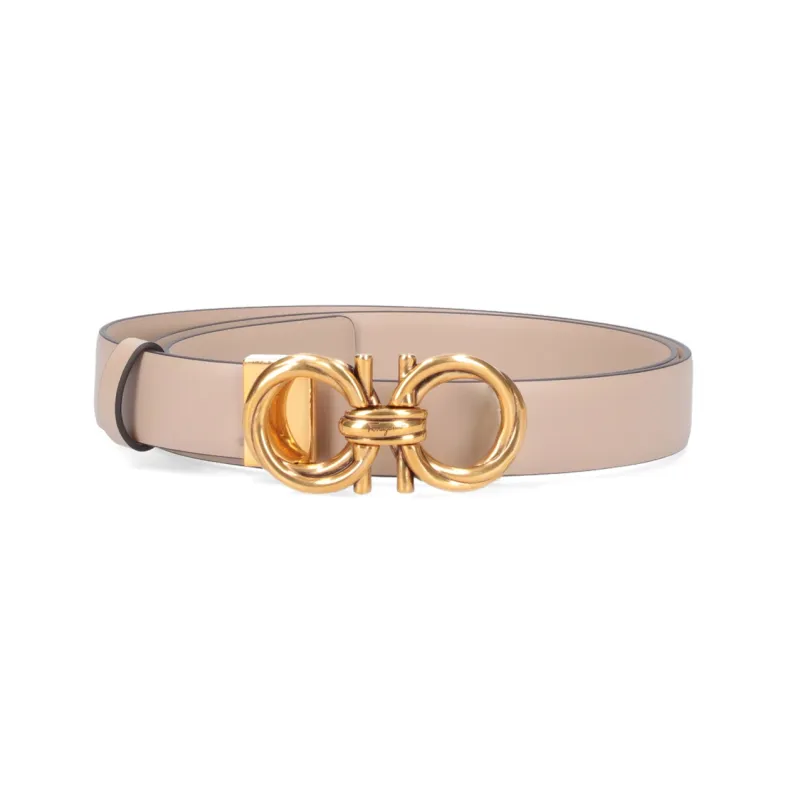 FERRAGAMO Smooth Buckle Sweet And Cute Leather Belts Women's-0