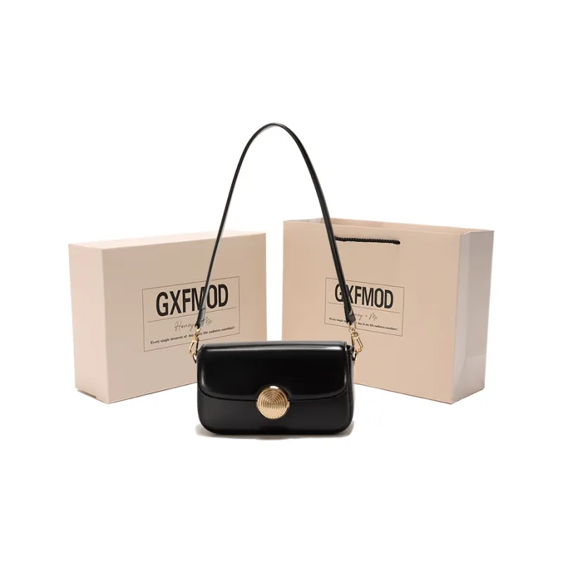 GXFMOD Cow Leather Shoulder Bag Small Square Bag Shoulder Bag Women's Black/White/Khaki-9