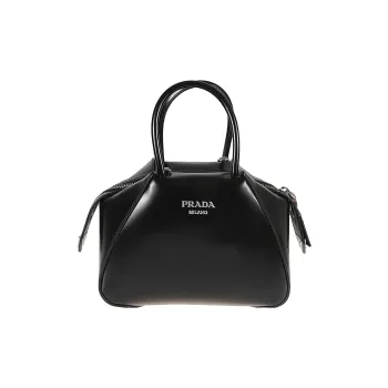 PRADA Leather One Shoulder Handbag Regular Women's Black