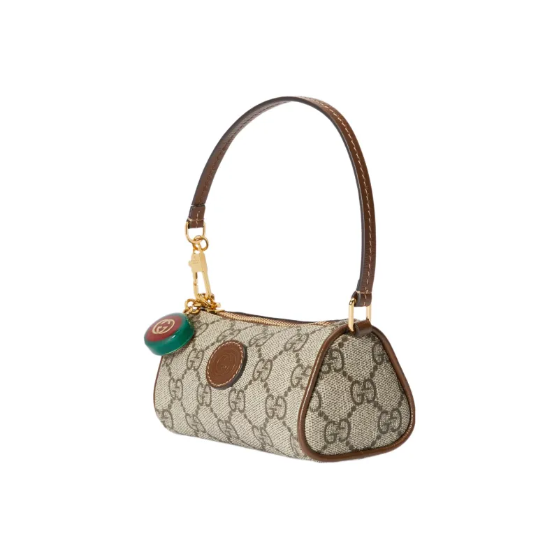 GUCCI Canvas With Leather Canvas Bag, Handbag Mini Men's Brown-2