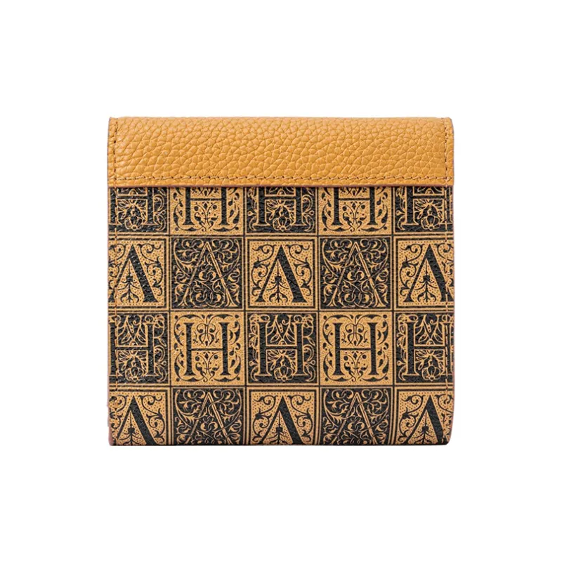 VANESSA HOGAN Monogram Cow Leather Coin Purse Card Holder Wallet Small Size Women's Brown/Light Pink-3