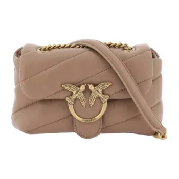 PINKO Leather Crossbody Bag, Shoulder Bag Women's Light Brown