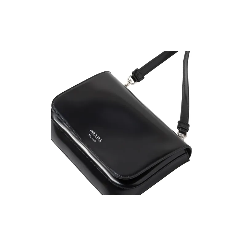PRADA Leather Shoulder Bag, Crossbody Bag Mini Men's Black-4