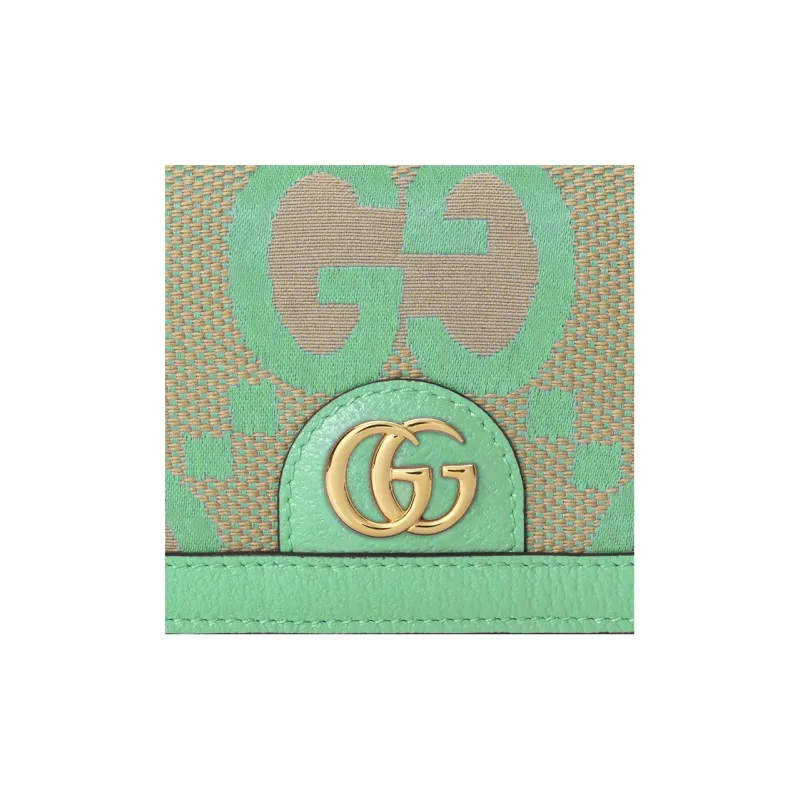 GUCCI Ophidia Canvas With Leather Wallet, Card Holder Women's Grass Green-5