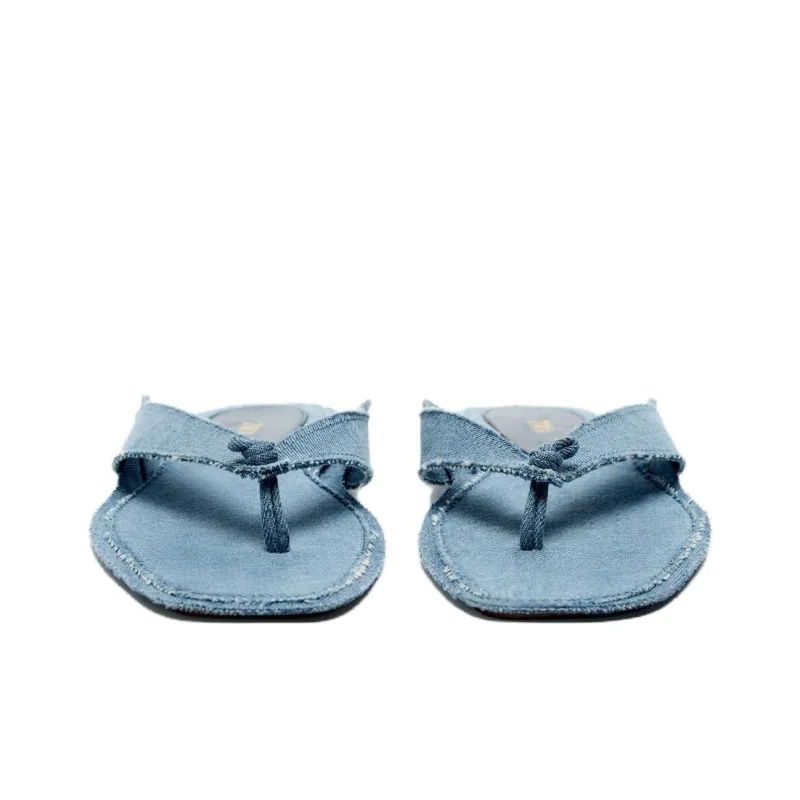 ZARA Rubber Sole Quiet Flip Flops Women's Sea Blue-3