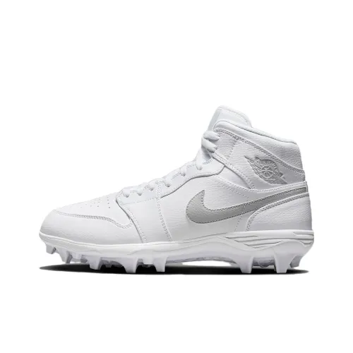 Jordan 1 Mid TD Cleat White Grey Fog