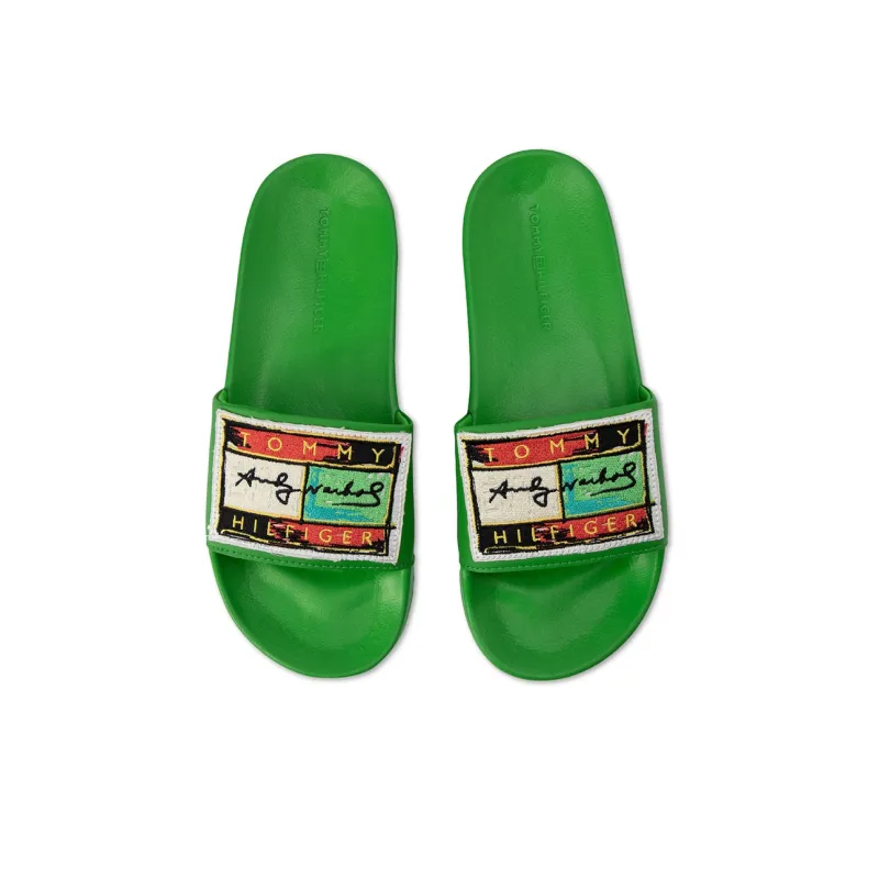 Tommy Hilfiger TOMMY HILFIGER X ANDY WARHOL CO-BRAND Slide Slippers Unisex Grass Green-1