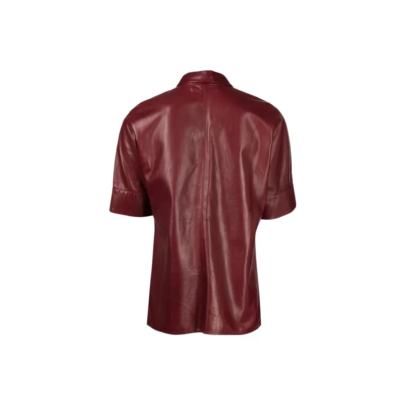 GUCCI Pre-Owned Short-sleeved Leather Shirt-1