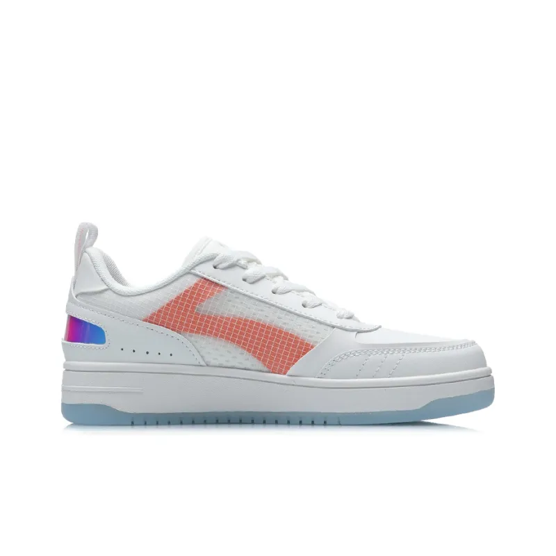 LiNing NO.258 Anti Slip Wear Resistant Low Top Skateboard Shoes Women's White Orange-1