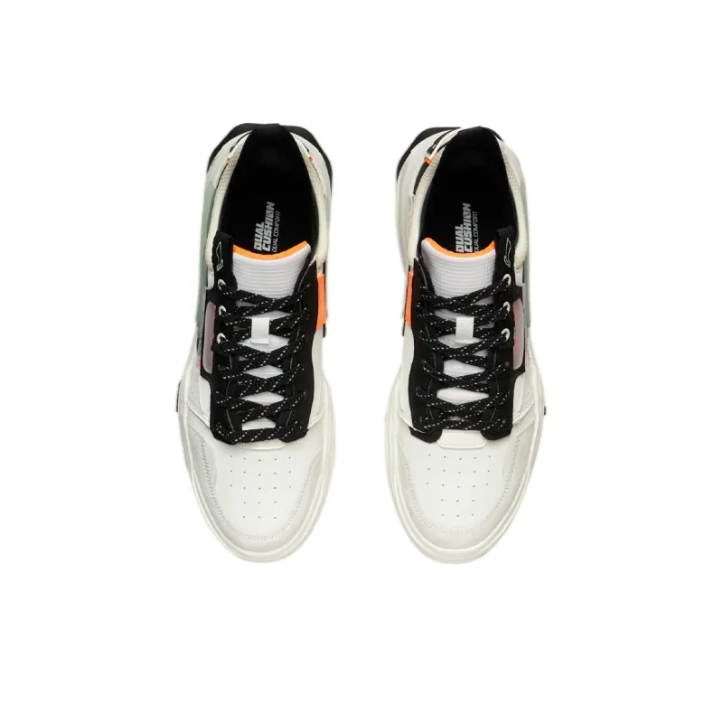 LiNing Geek Slip Resistant Cushioning Abrasion Resistant Lightweight Low Top Skateboard Shoes Men's White Black-3