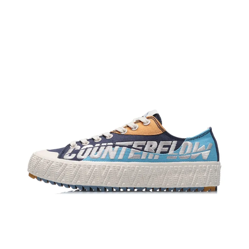 LiNing CF Slip Resistant Cushioning Low Top Skateboard Shoes Women's Blue-0