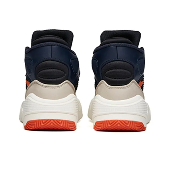 Anta Life Collection Flame Cushioning Wear-Resistant High-Top Skateboard Shoes Men's White Black Orange-4