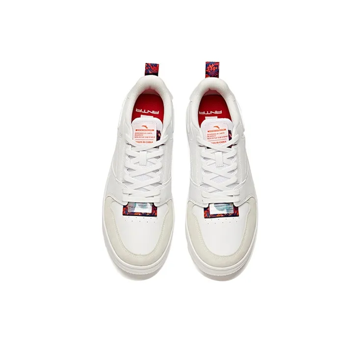 Anta Low Top Skateboard Shoes Men's White Red-3