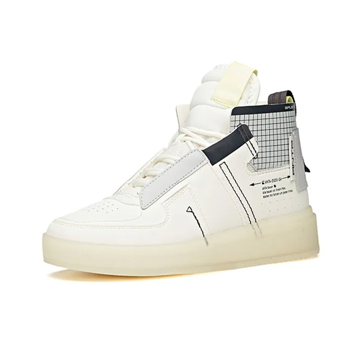 Anta Life Collection High Top Skateboard Shoes Men's White Gray Black-2