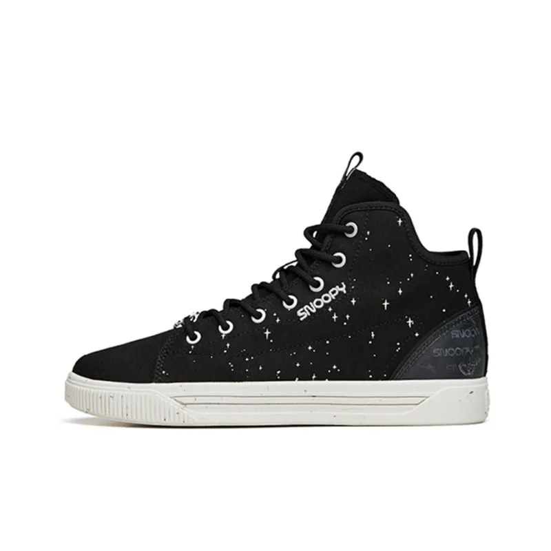 SNOOPY x Anta Anti-Slip Wear-Resistant High-Top Skateboard Shoes Women's Black-0