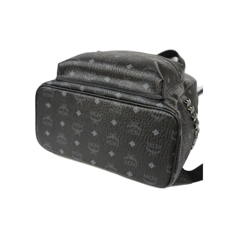 MCM Stark Backpack Visetos Side Studs Small/Medium Black-4