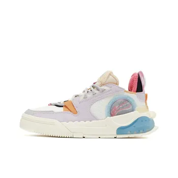 LiNing Enlightenment Non slip Lightweight Low Top Skateboard Shoes Women's Light Gray Purple