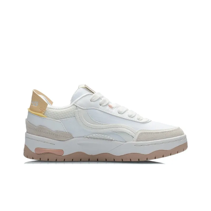 LiNing CF Tracing Anti Slip Wear Resistant Low Top Skateboard Shoes Women's White-1