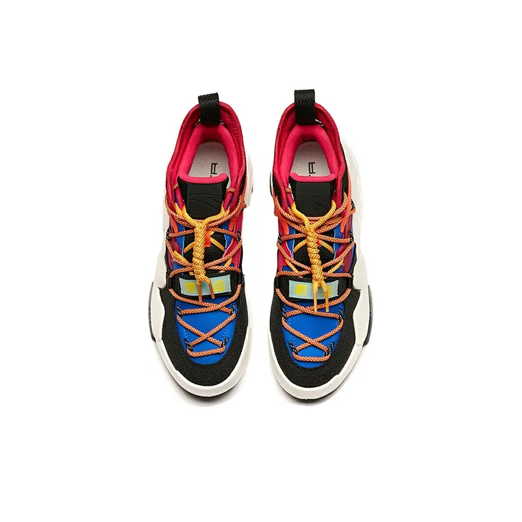 Anta Life Collection Tyrannical Anti Slip Wear Resistant High Top Skateboard Shoes Men's Black White Blue Orange-2