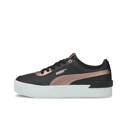 PUMA Carina Series Skateboard Shoes Women's Low-Top Black/White/Gold