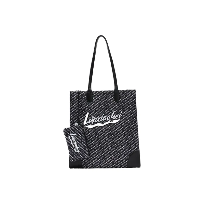 SEM/R X Luo Xiaohei Collaboration PU With Nylon Fabric Shoulder Bag Women's Ecru/Black-3