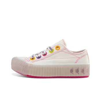 Kappa Abrasion Resistant Low Top Skateboard Shoes Women's White Red