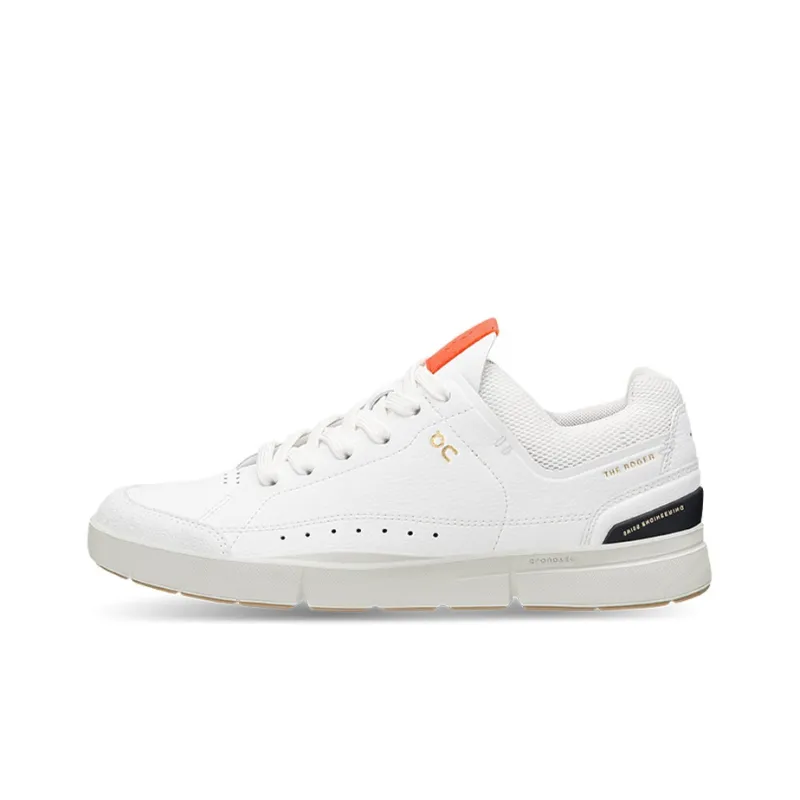 On THE ROGER Skateboard Shoes Women's Low Top White/Flame Orange-0