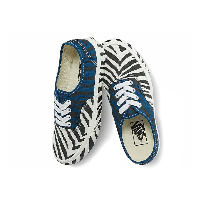 Vans Unisex Authentic Animal Low Top Sneakers White/Black/Blue-3