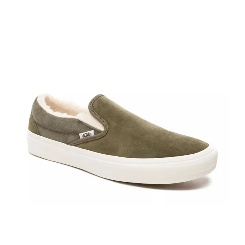 Vans Suede And Sherpa Classic Slip On Green-2