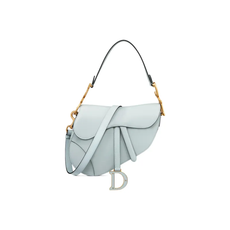 DIOR Smooth Cow Leather Saddle Bag, Shoulder Bag, Crossbody Bag, Handbag Women's Blue-0