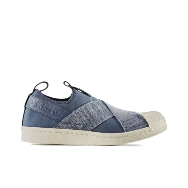 Adidas Originals Superstar Slip on Abrasion Resistant Low Top Skateboard Shoes Women's Denim Blue-1