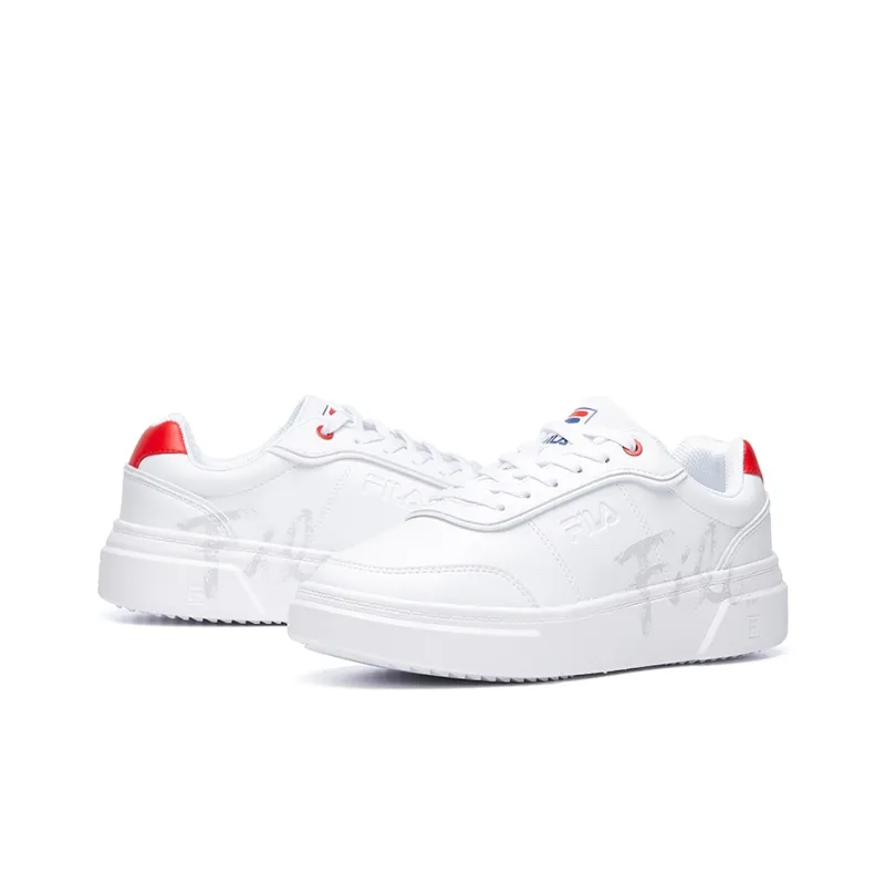 FILA FUSION Game Point Slip Resistant Cushioning Abrasion Resistant Low Top Skateboard Shoes Women's White Red-3