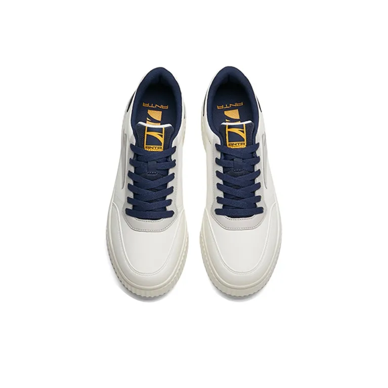 Anta Life Collection Cookie Shoes Abrasion Resistant Breathable Low Top Skateboard Shoes Men's White Gray Blue-3