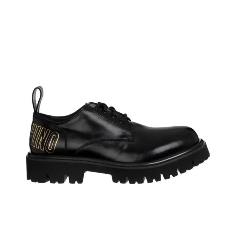 MOSCHINO Logo-print Lace-up Leather Boots-1