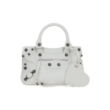 Balenciaga Neo Cagole Fine Grained Sheepskin Shoulder Bag, Crossbody Bag, Handbag Small Size Women's Optical White