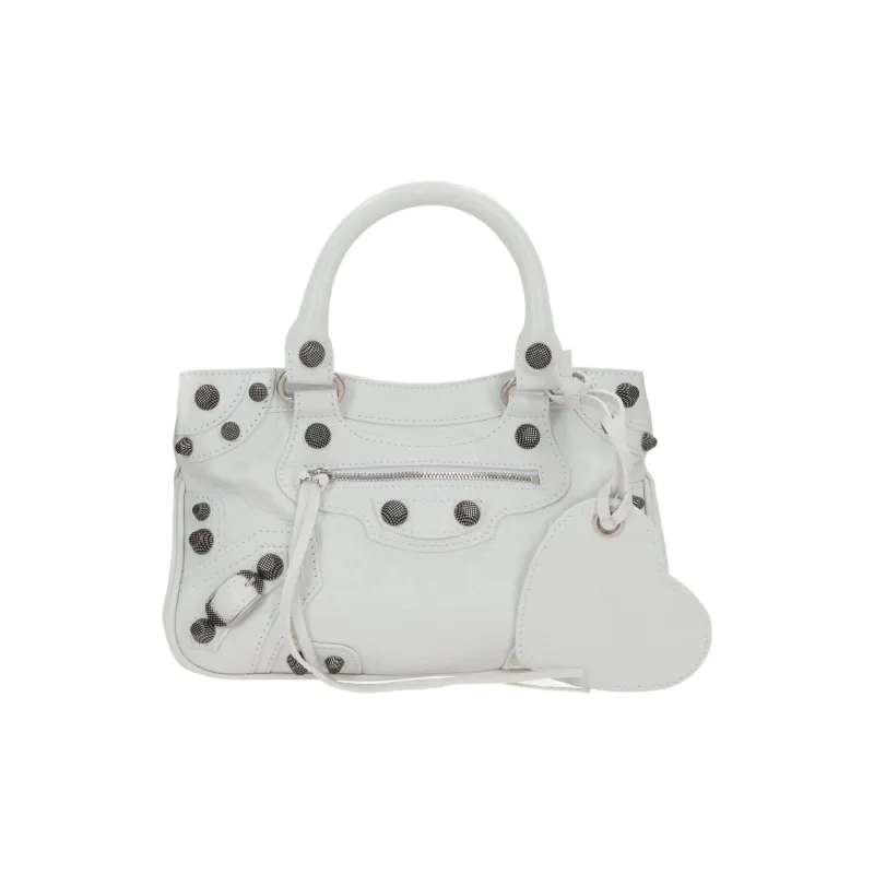 Balenciaga Neo Cagole Fine Grained Sheepskin Shoulder Bag, Crossbody Bag, Handbag Small Size Women's Optical White-0