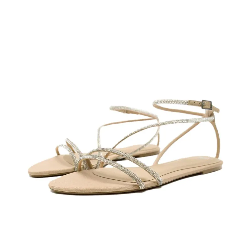 ZARA One-Strap Sandals 1cm Women's Light Beige Yellow-1