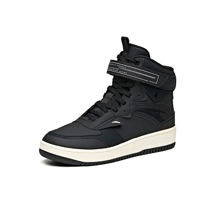 Anta Slip Resistant, Abrasion Resistant, Lightweight High Top Skateboard Shoes Men's Black-1