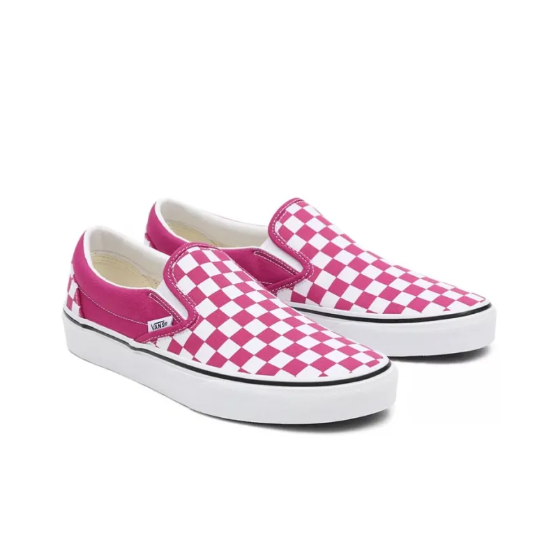 Vans Classic Slip On Checkerboard Fuchsia Red-2