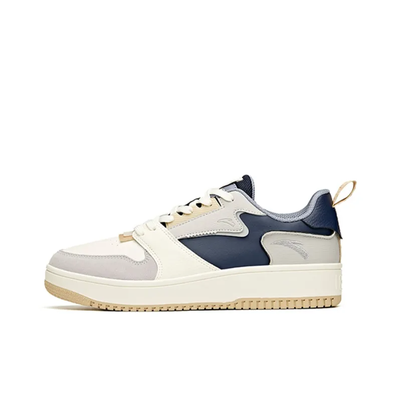 Anta Slip Resistant Shock Absorbers With Abrasion Resistant Properties Low Top Skateboard Shoes Men's Gray White Blue-0